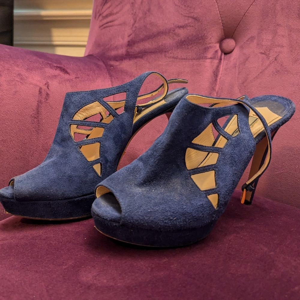 Blue Suede Prada Heels 38